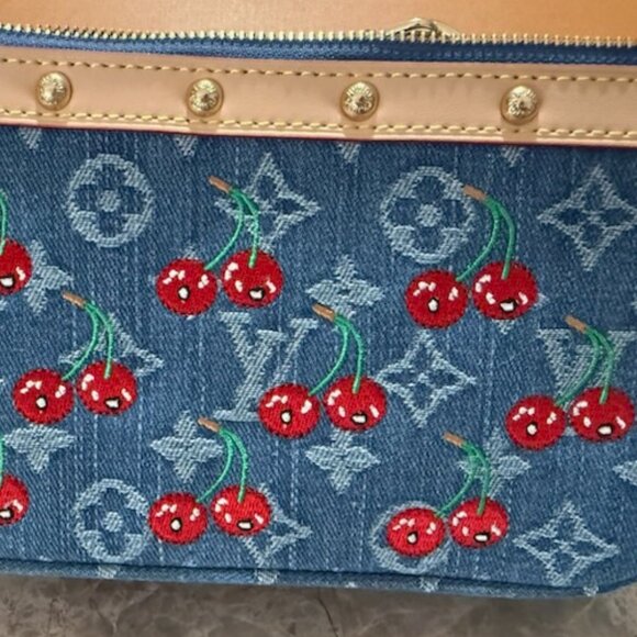 Beautiful Denim Fashion Pouch with Embroidery and Leather and multi straps! - Picture 1 of 5